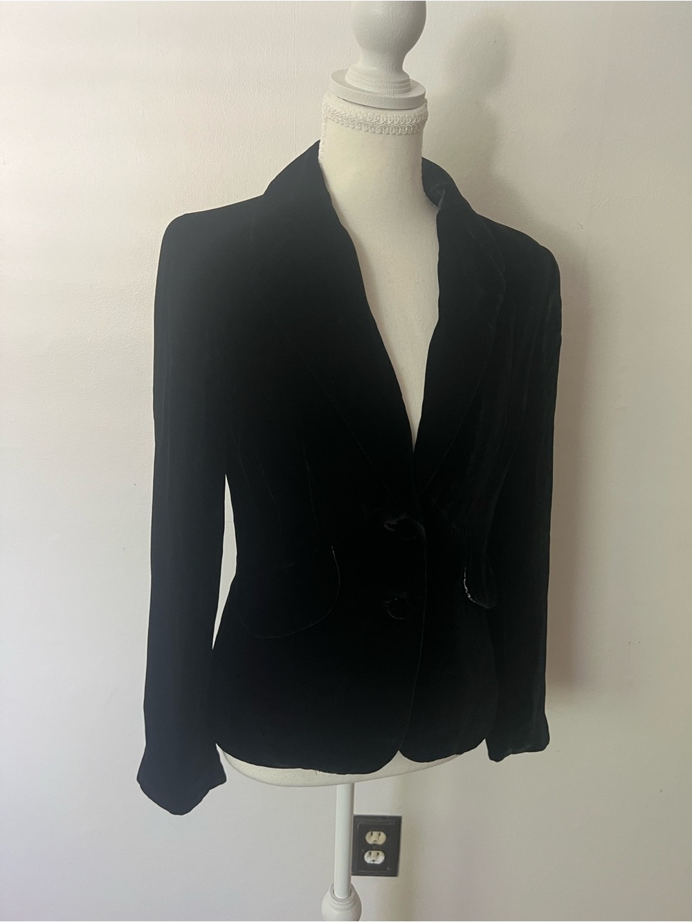 Alfani Black Velour Blazer Jacket, women’s 2, office dressy autumn soft elegant